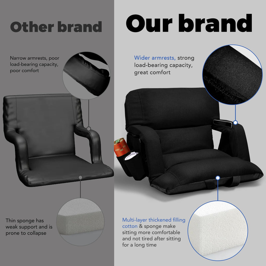 Black Wide Stadium Seats with Back Support O900