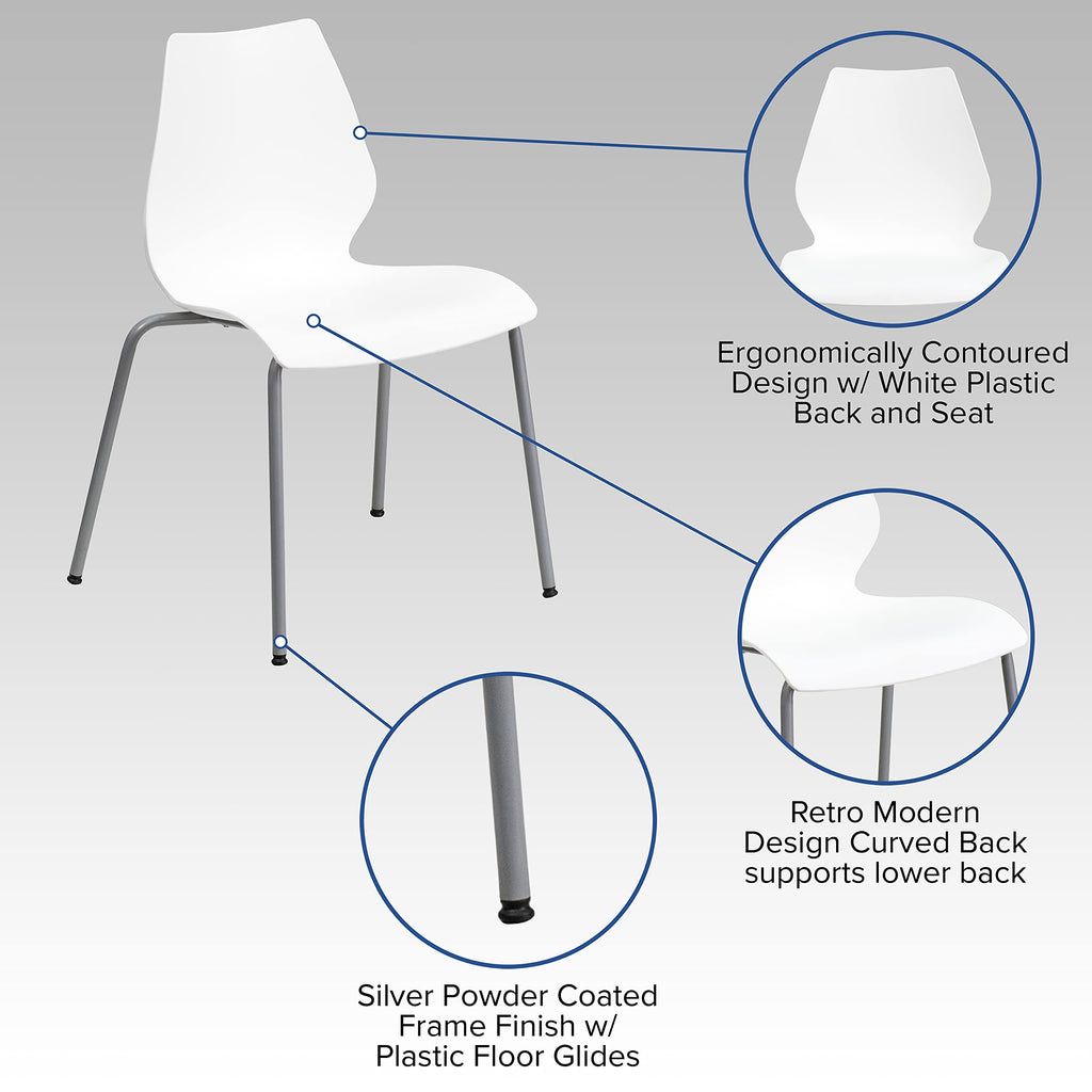 White Plastic Stacking Chairs Set of 5 W834
