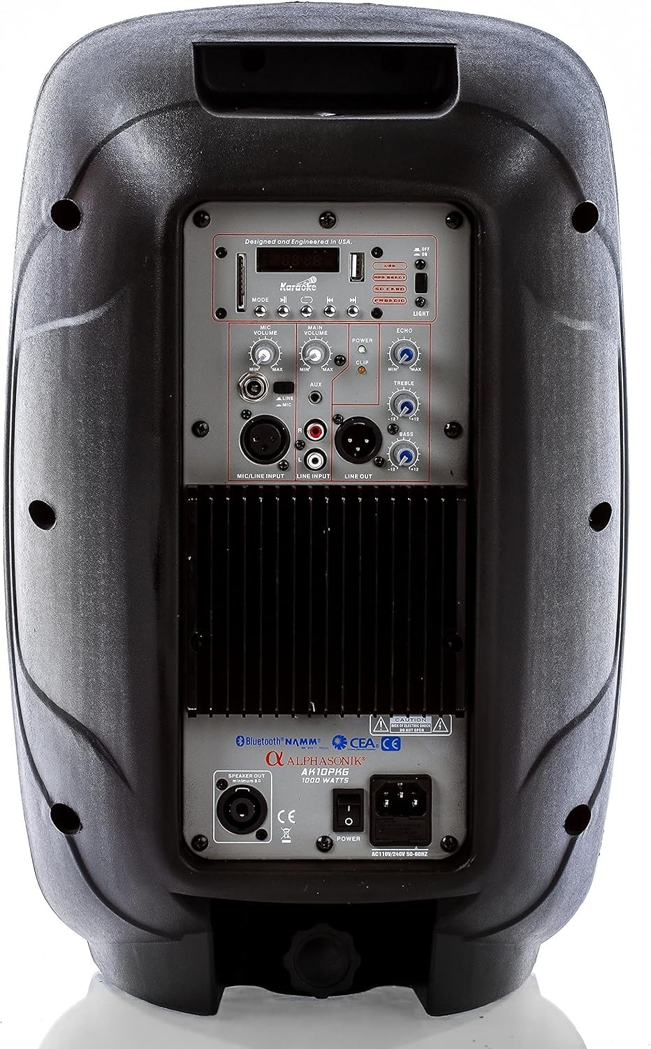 10" Powered 1000W DJ Speakers with Bluetooth USB SD Card AUX MP3 FM Radio PA System LED Lights Karaoke Mic O46340