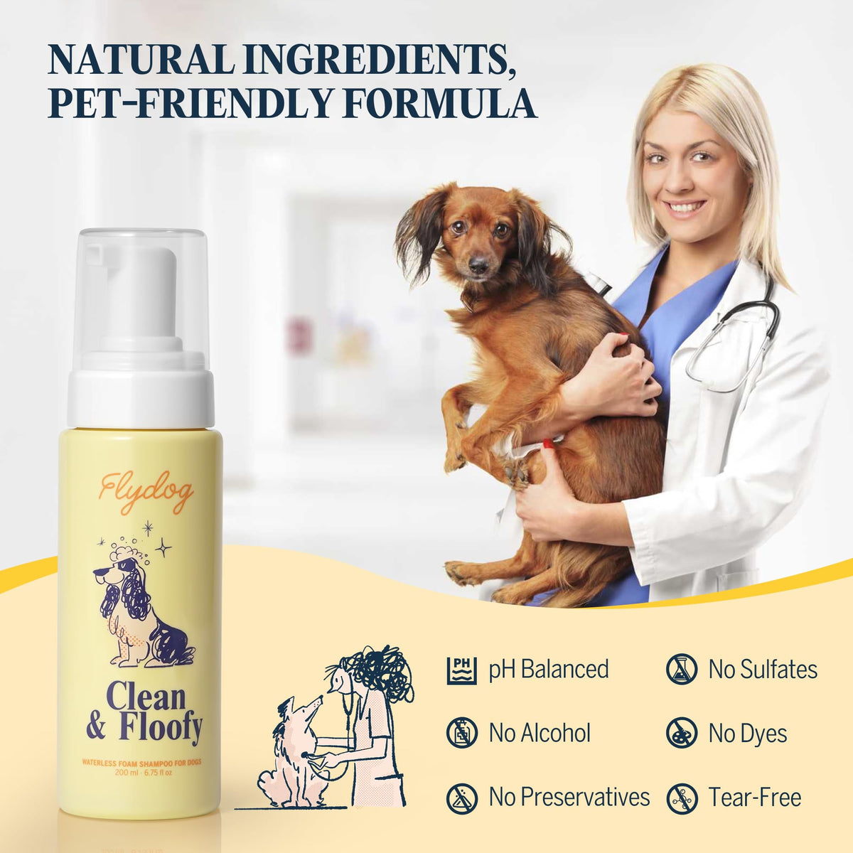 Dry Dog Shampoo with Glove No Rinse Spray Foam P16708
