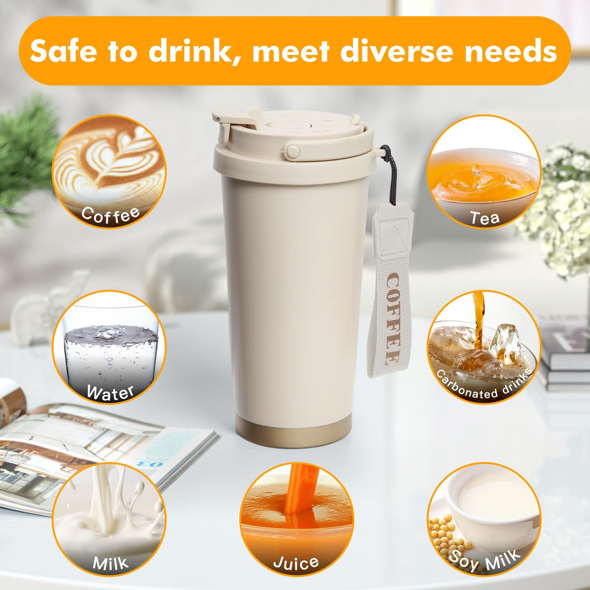 2 Pack 17oz Insulated Stainless Steel Coffee Mug L3416