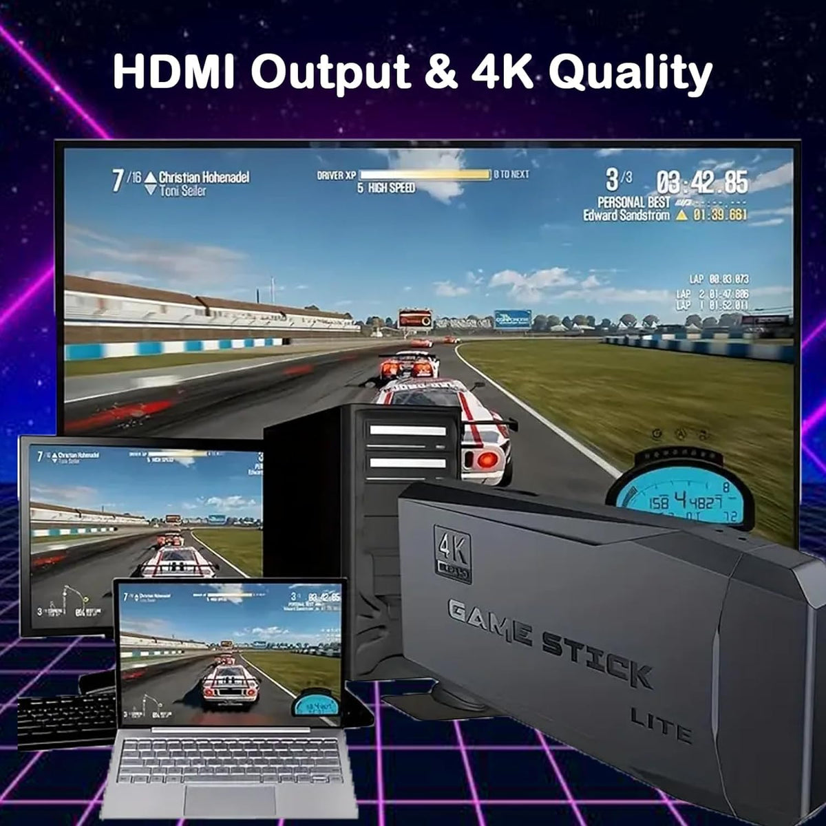 Retro Game Console Plug and Play 4K HDMI 15 Classic Emulators Dual 2.4G Wireless Controllers O659117
