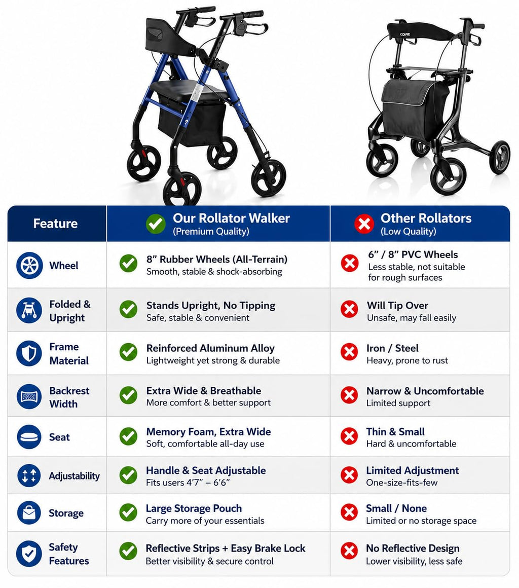 Rollator Walker with Seat 350 lb Capacity A618