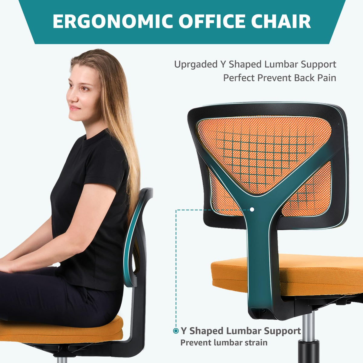 Armless Ergonomic Home Office Chair U156