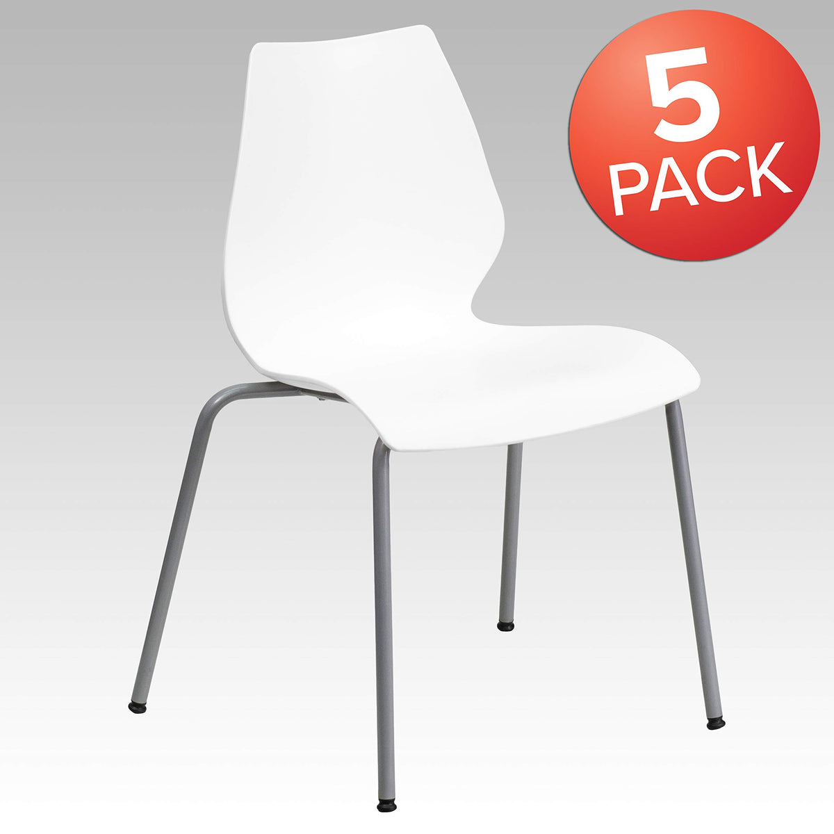 White Plastic Stacking Chairs Set of 5 W834
