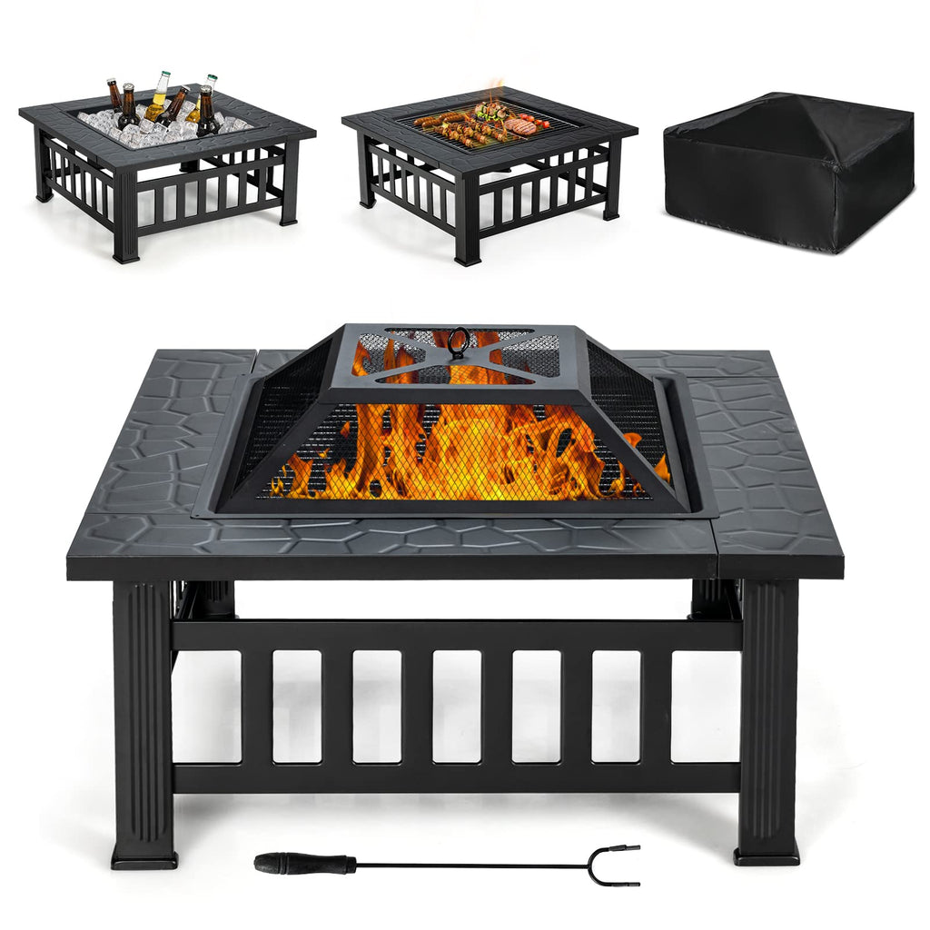 32 Inch Square Steel Wood Burning Fire Pit L71430