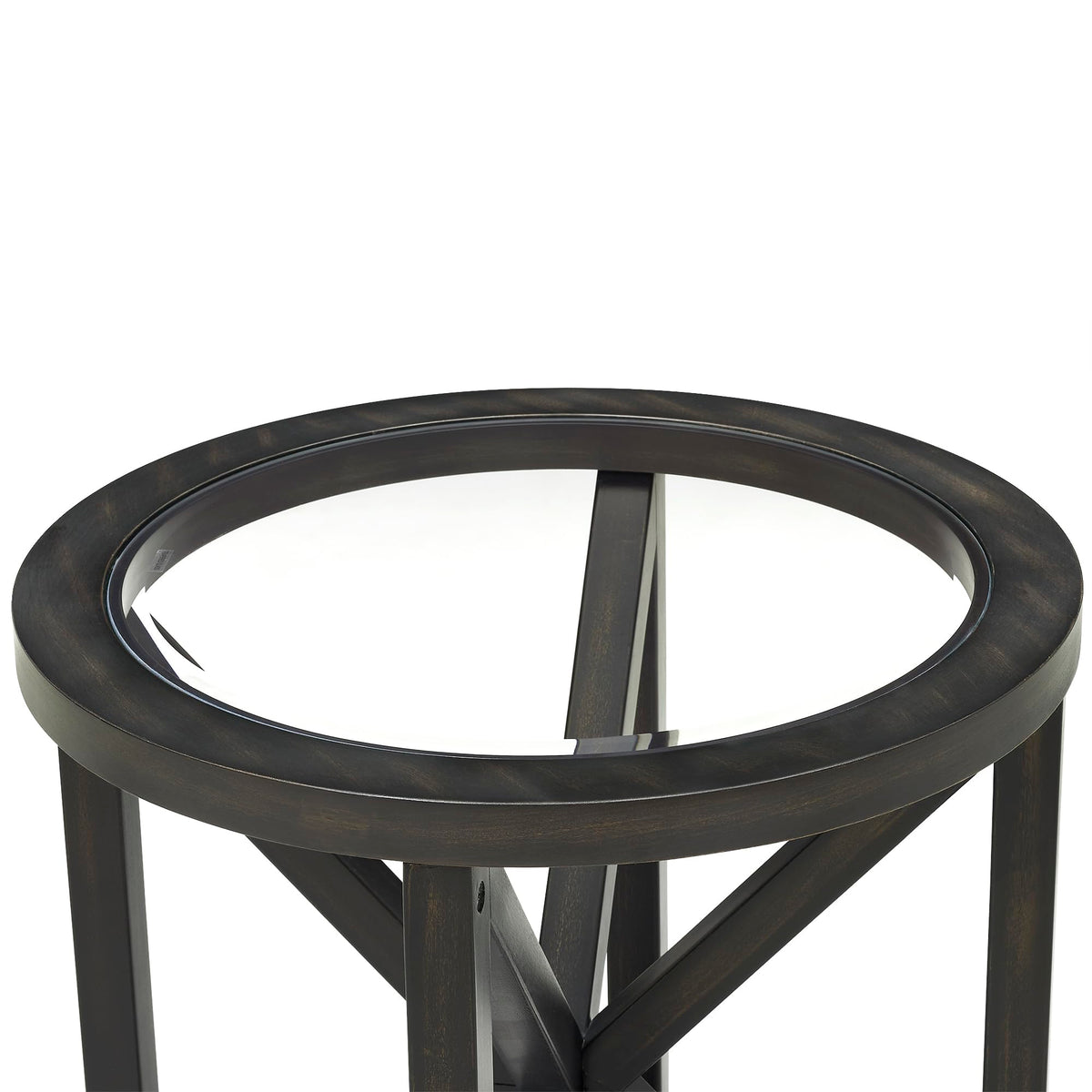 Black Tempered Glass Round Side Table B511756