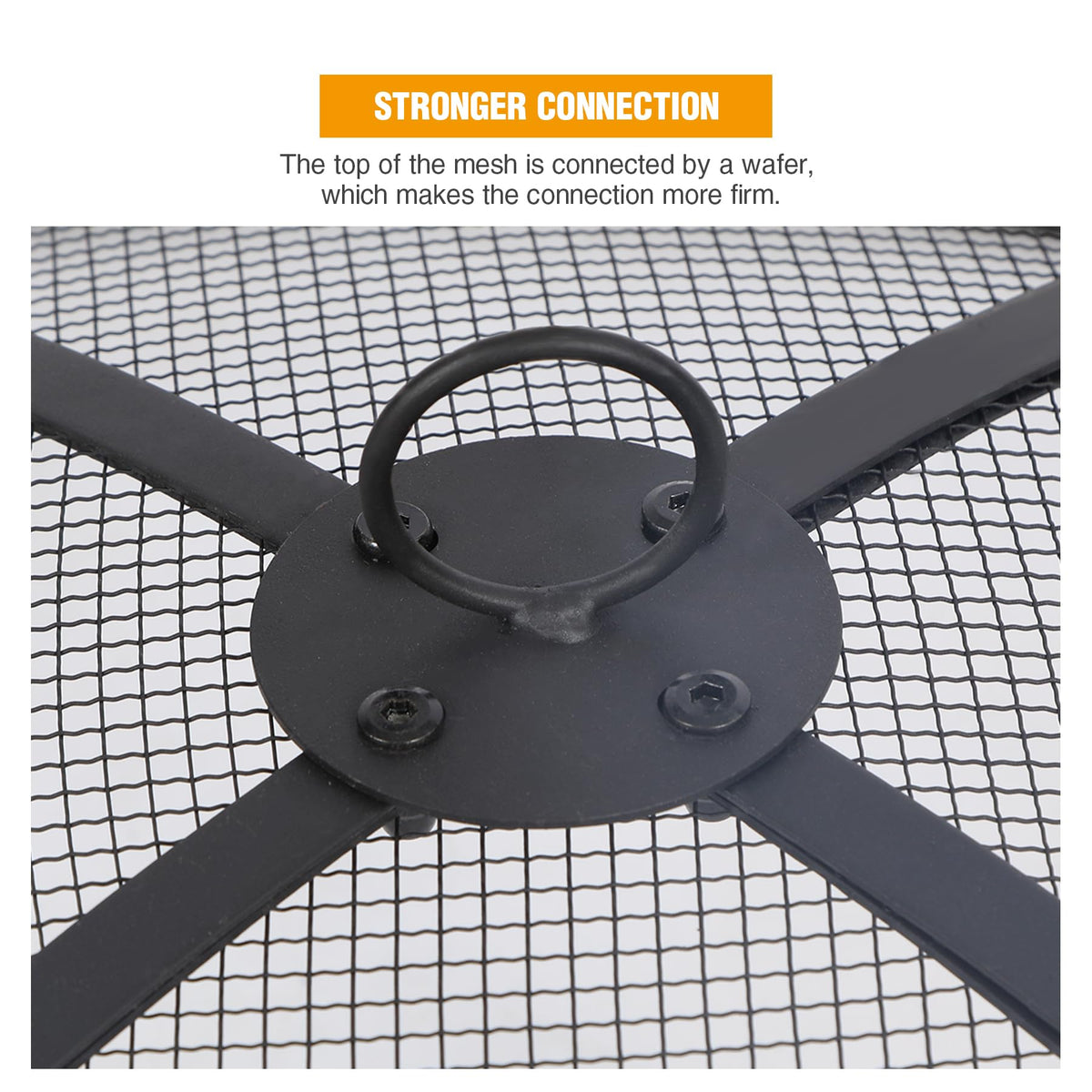 30 Inch Round Metal Fire Pit Spark Screen with Handle & Poker J291