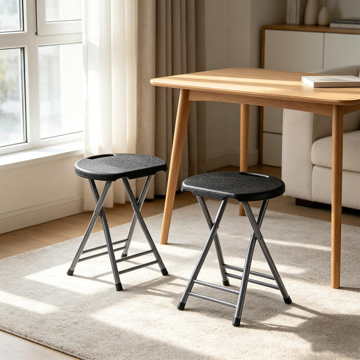 2 Pack 18-Inch Folding Stools with Handle N883263