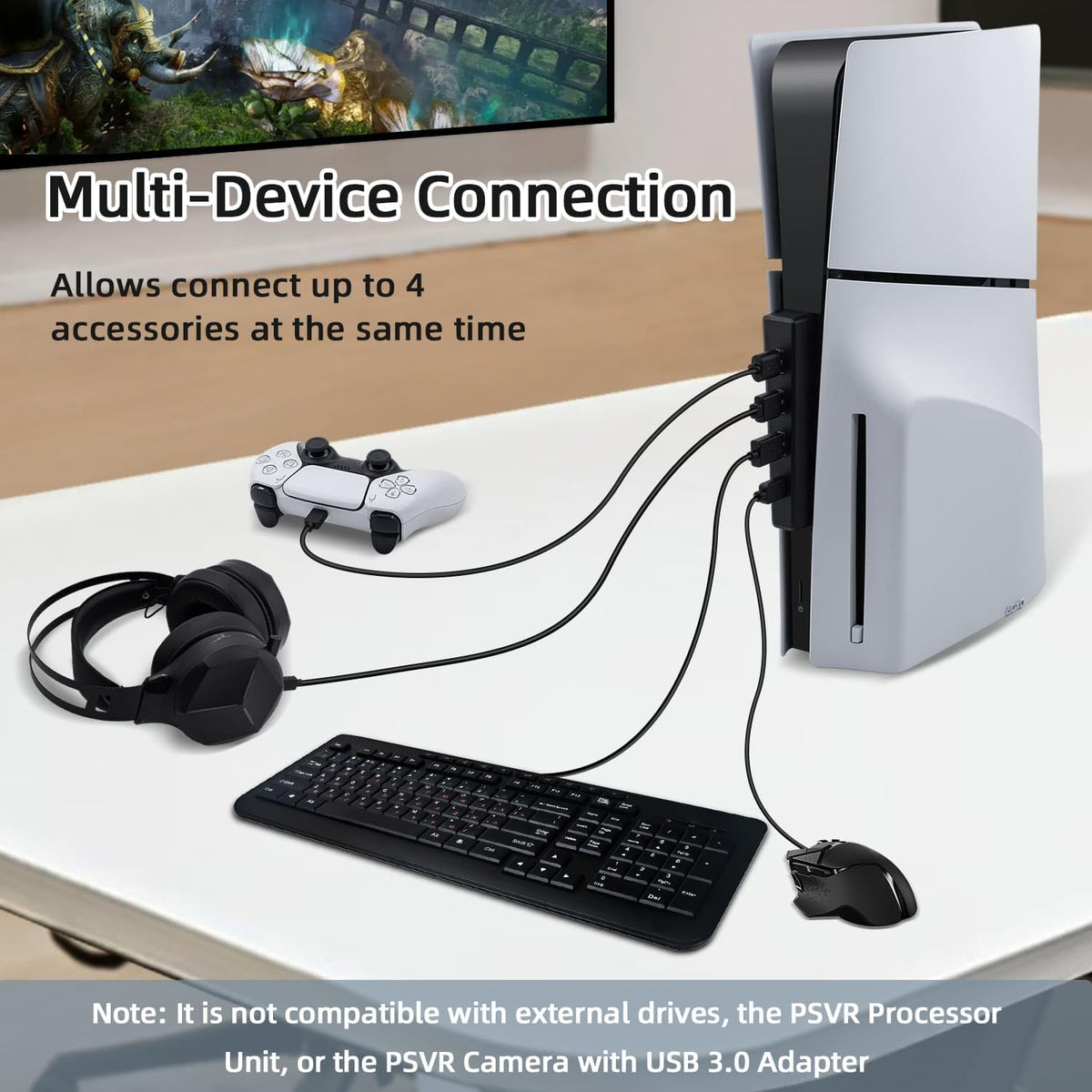 Black 4 Ports USB 2.0 Hub R2414