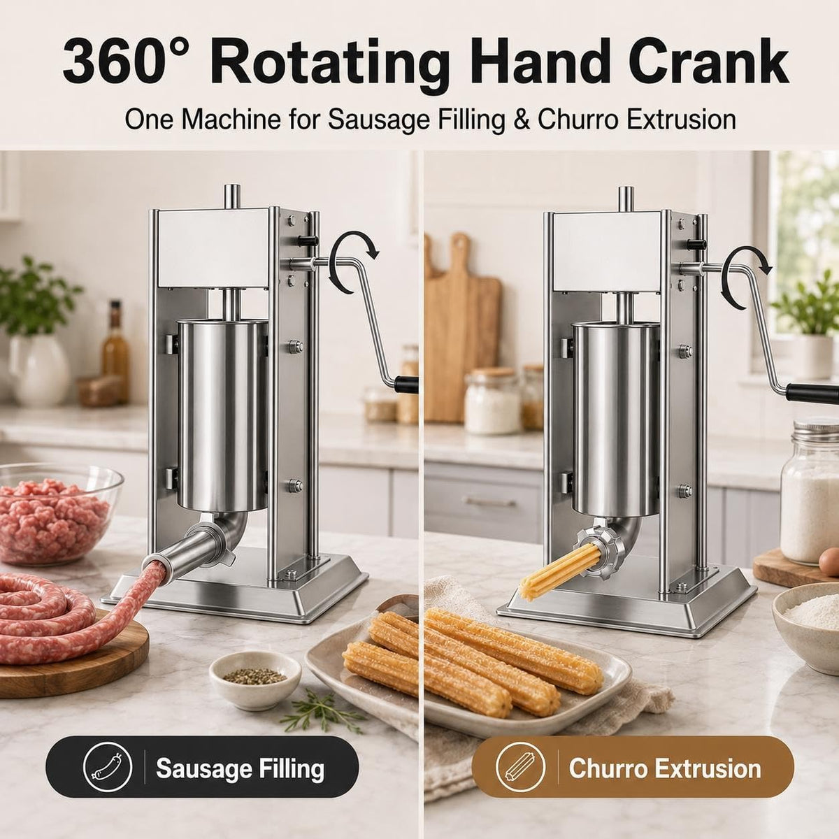 Manual Churro Maker & Sausage Filler, Stainless Steel E806956
