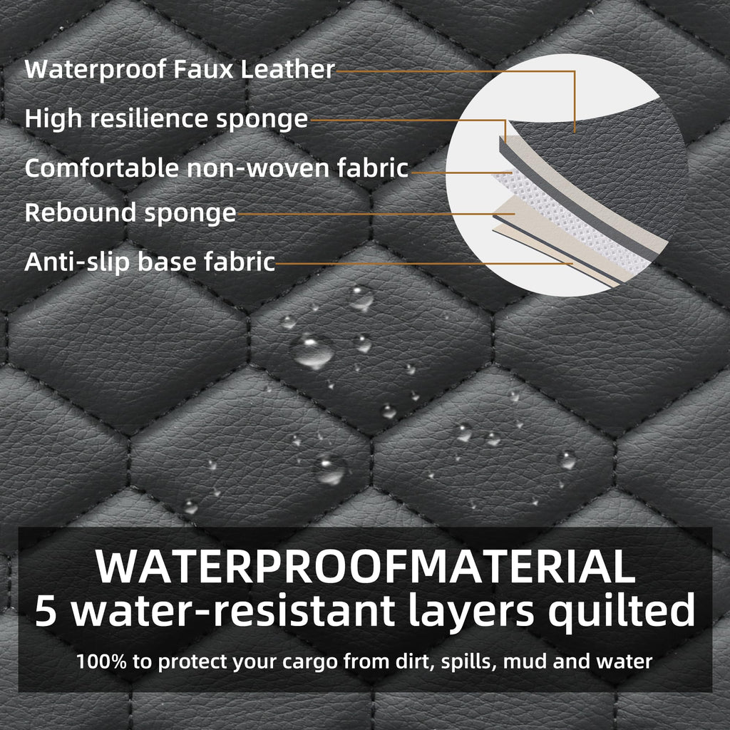 Leather Waterproof Car Seat Cover Full Set Black M9499