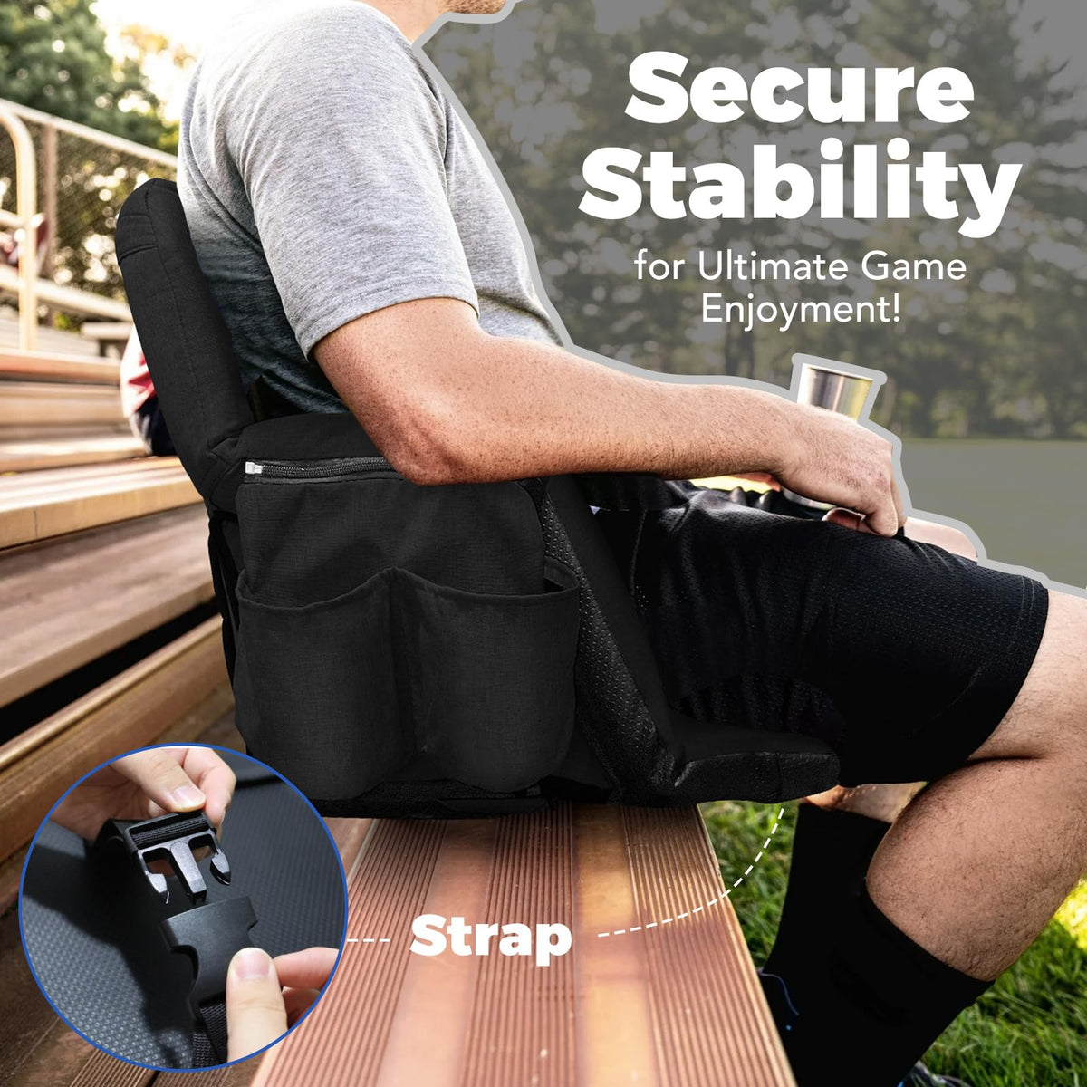 Black Wide Stadium Seats with Back Support O900
