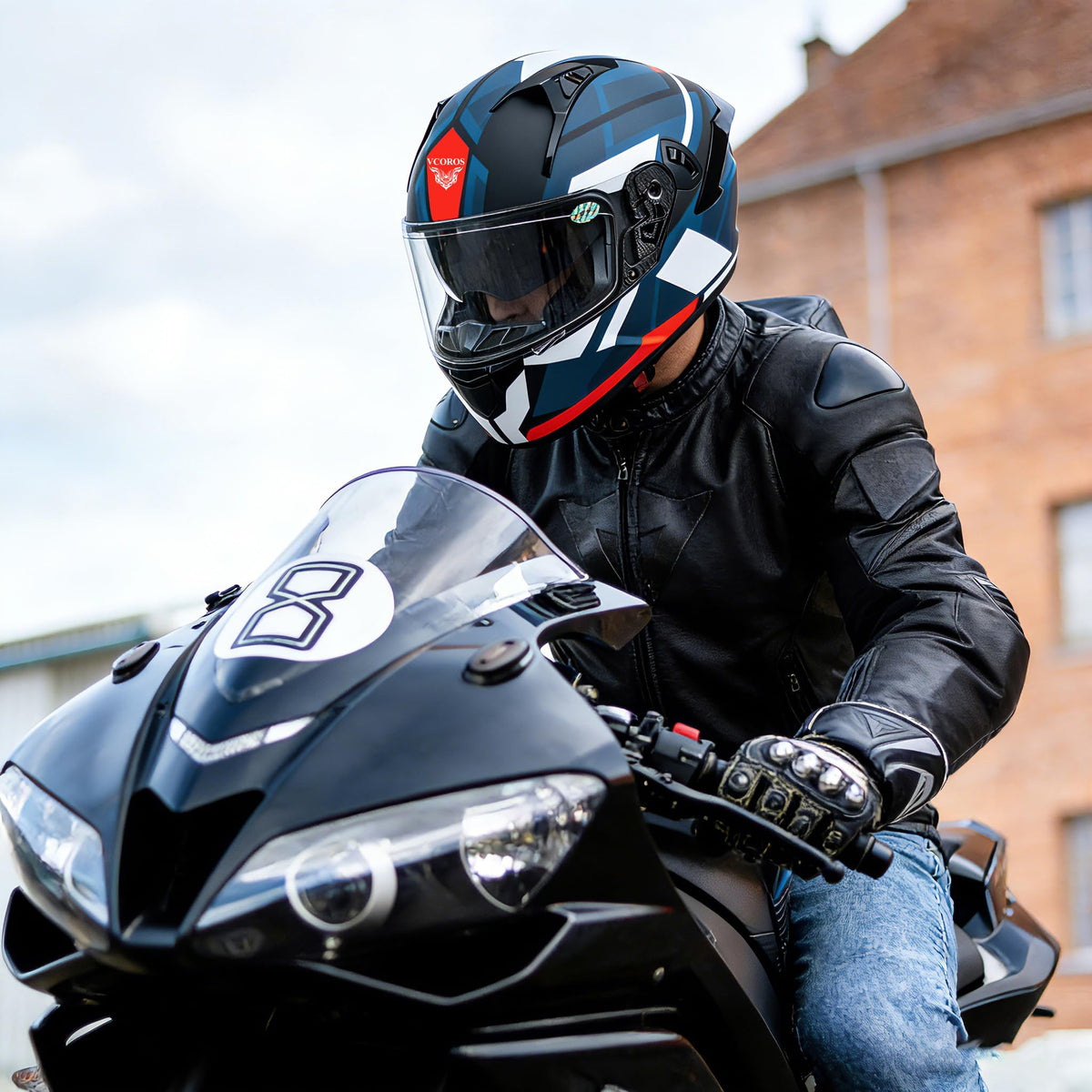 Full Face Dual Visor Motorcycle Helmet J21496