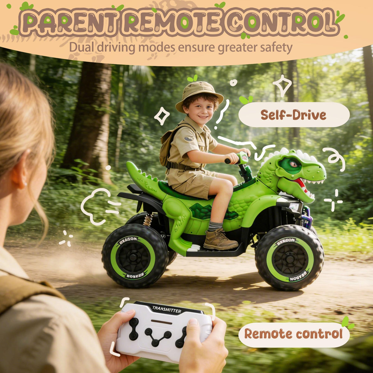 24V 2-Seater Ride on ATV with Parental Control B832