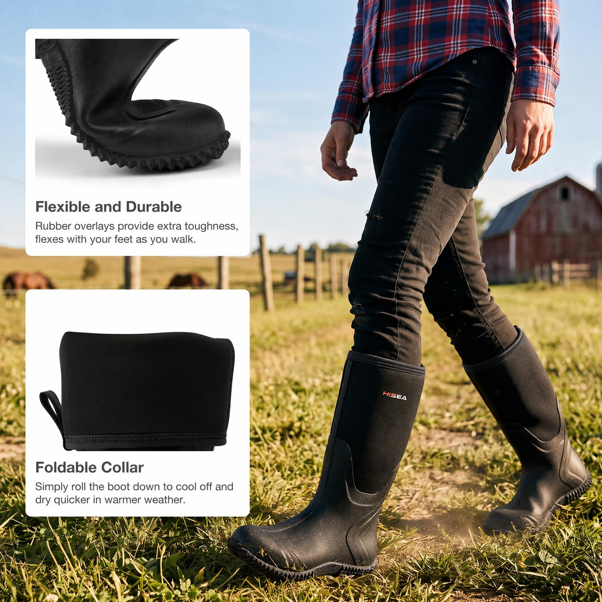 Women's Waterproof Insulated Neoprene Rubber Rain Boots O2866