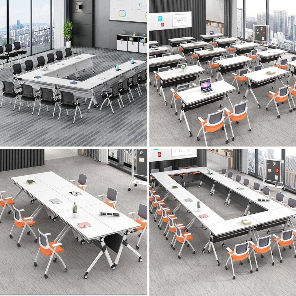 Folding Conference Table with Silent Wheels 120-180cm T974860