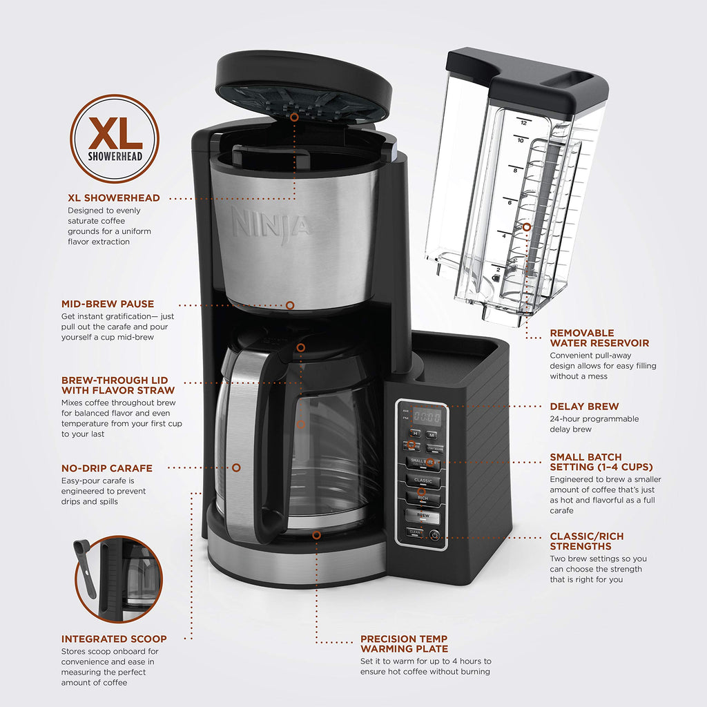 12-Cup Programmable Coffee Maker with 60 oz. Water Reservoir, Black/Stainless Steel X977
