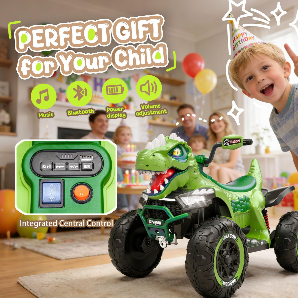 24V 2-Seater Ride on ATV with Parental Control B832