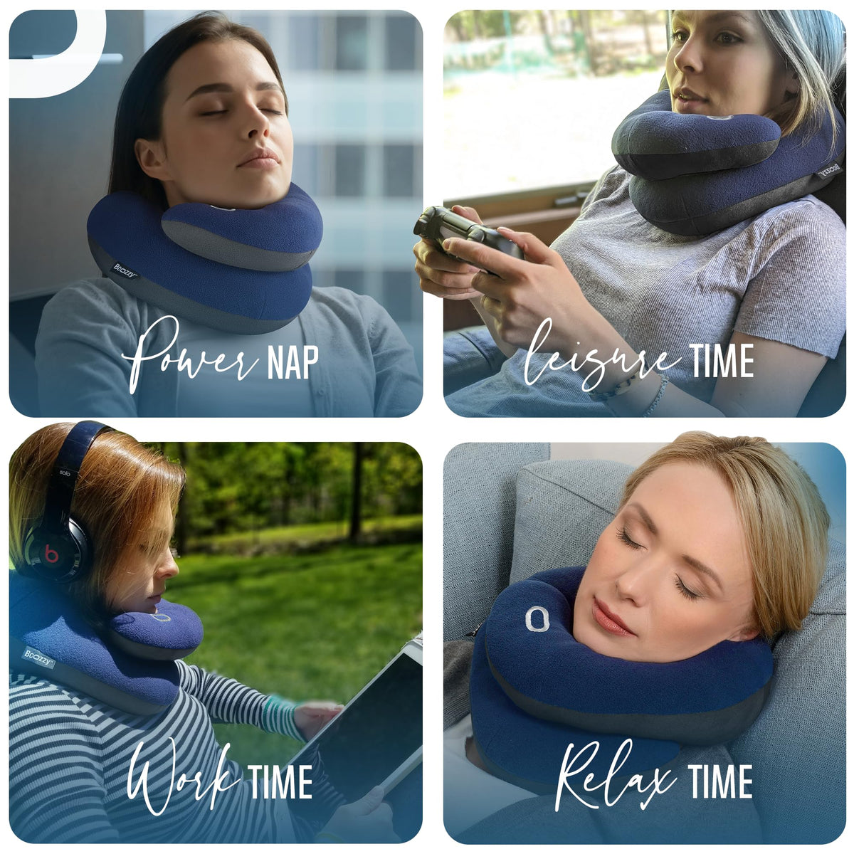Soft Adjustable Travel Neck Pillow with Carry Bag I184376