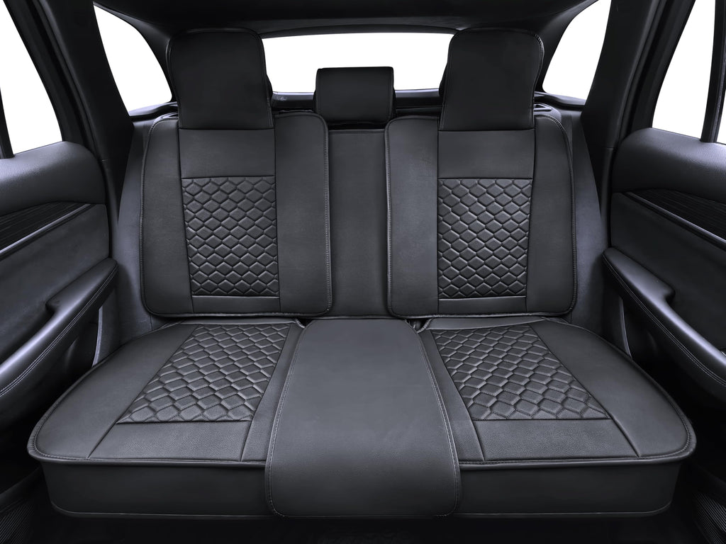 Leather Waterproof Car Seat Cover Full Set Black M9499