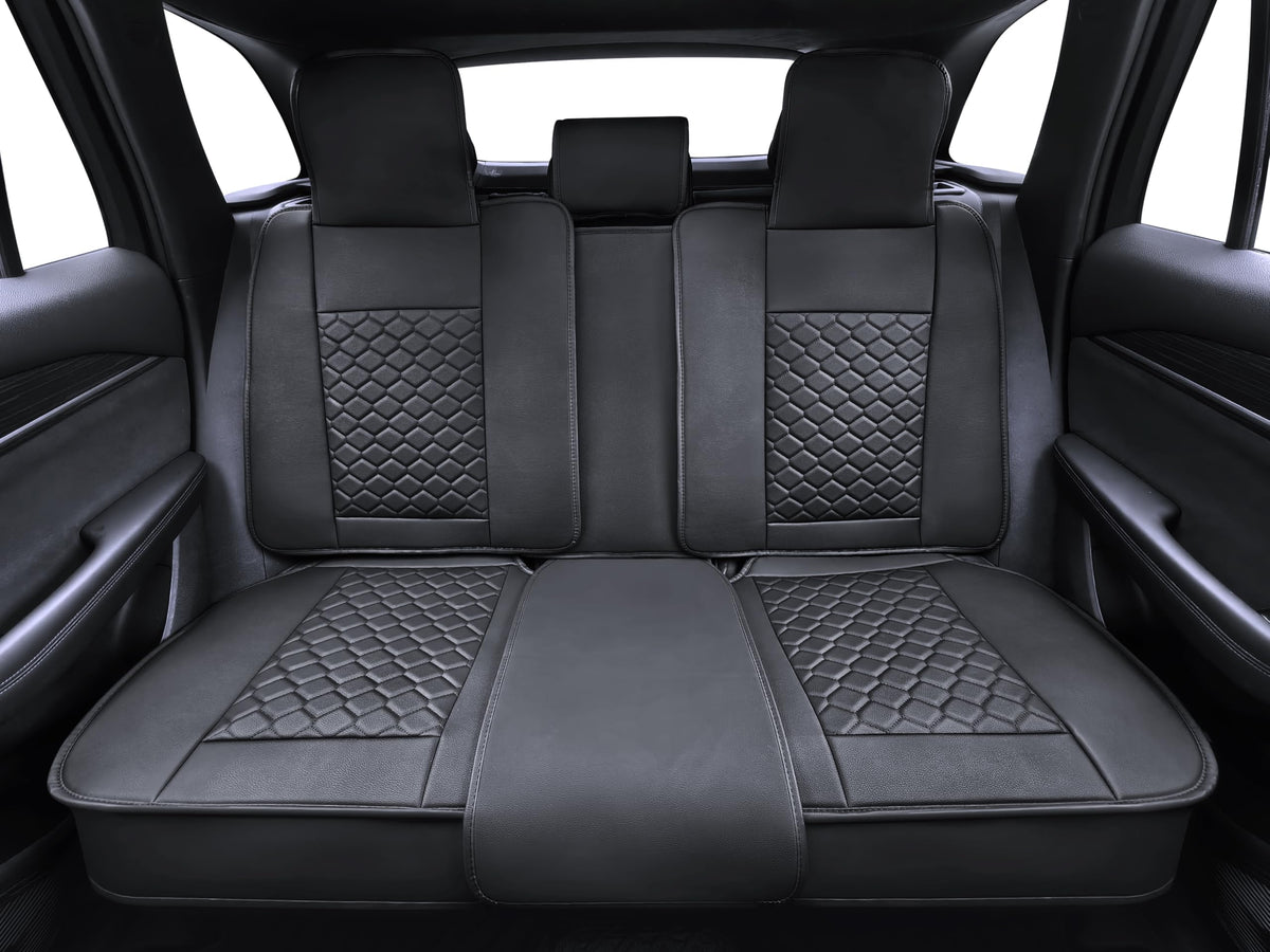 Leather Waterproof Car Seat Cover Full Set Black M9499