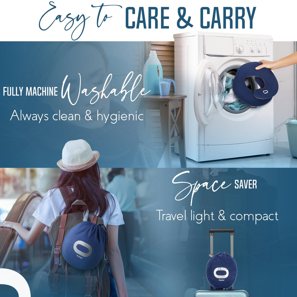 Soft Adjustable Travel Neck Pillow with Carry Bag I184376