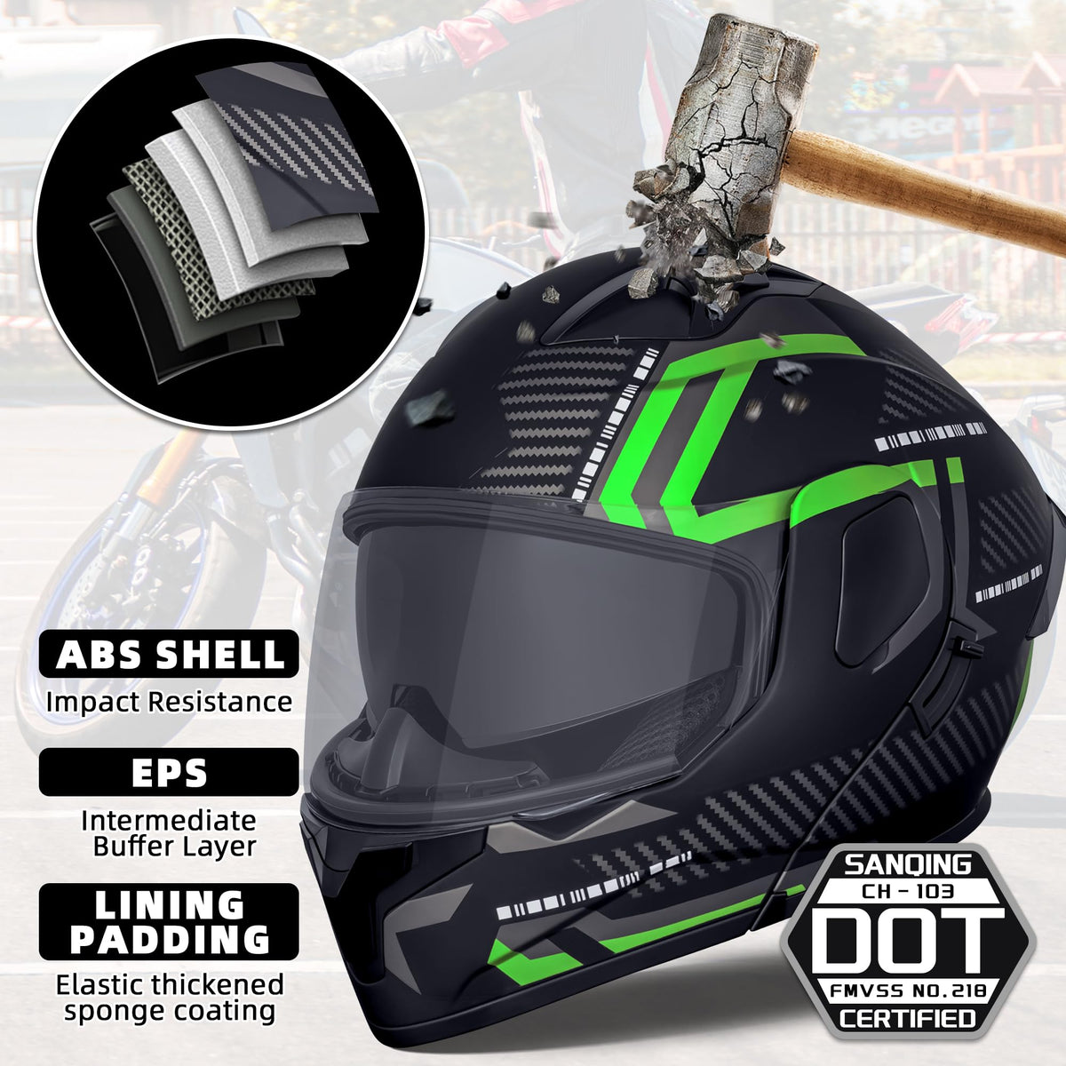 Flip-Up Full Face Motorcycle Helmet J57881