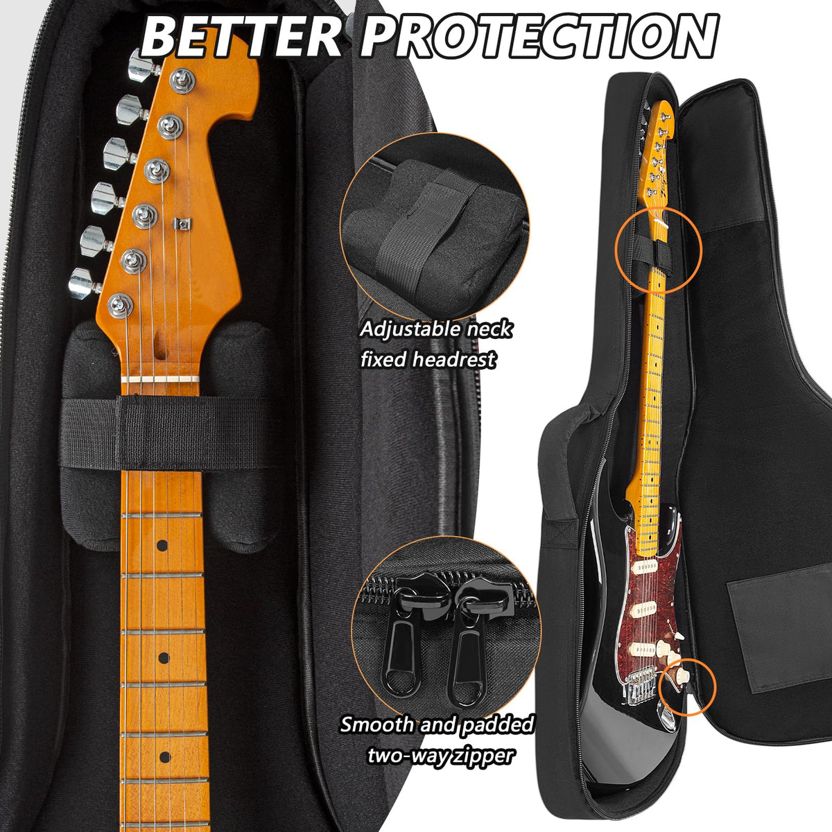 Electric Guitar Case with 0.7 Inch Thick Padding 3 Pockets J785