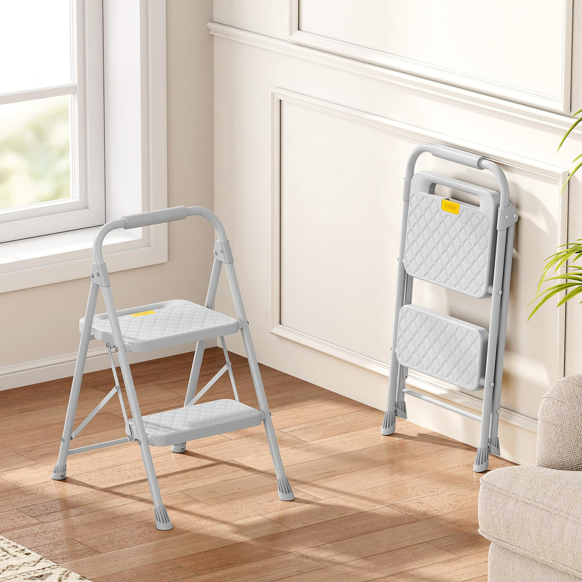 2 Step Folding Steel Ladder with Handrails S2664