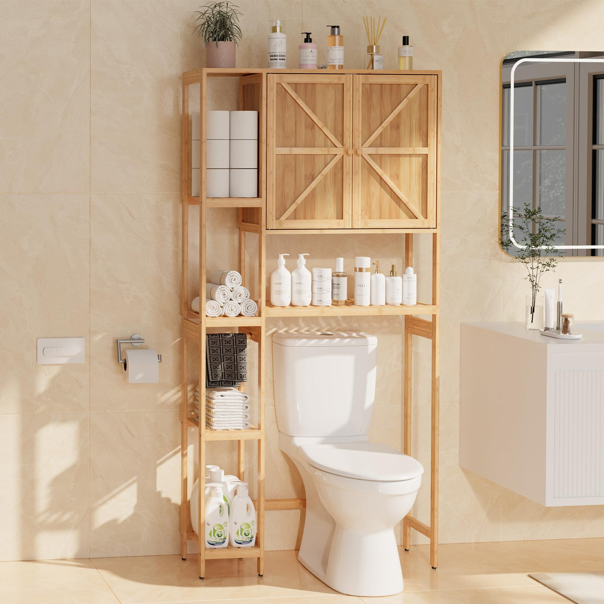 Bamboo Over-the-Toilet Storage Cabinet with Shelves L9842