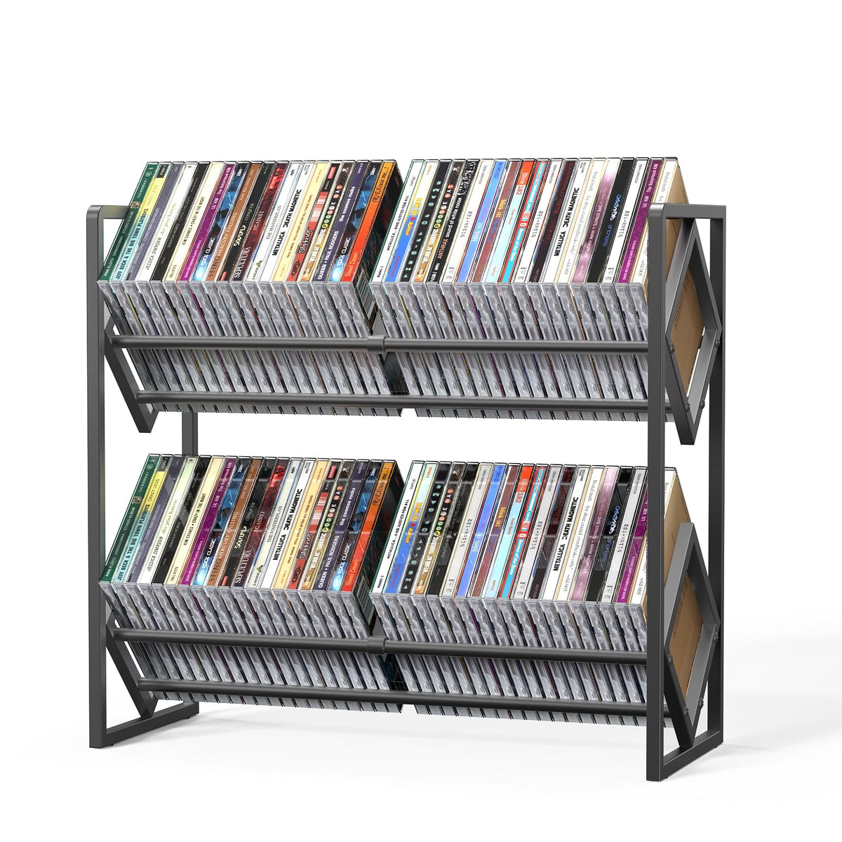 2-Tier Metal CD Storage Shelf with Adjustable Divider G3582
