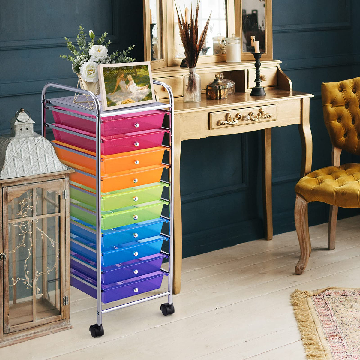 10 Drawer Rolling Storage Cart with Wheels F927