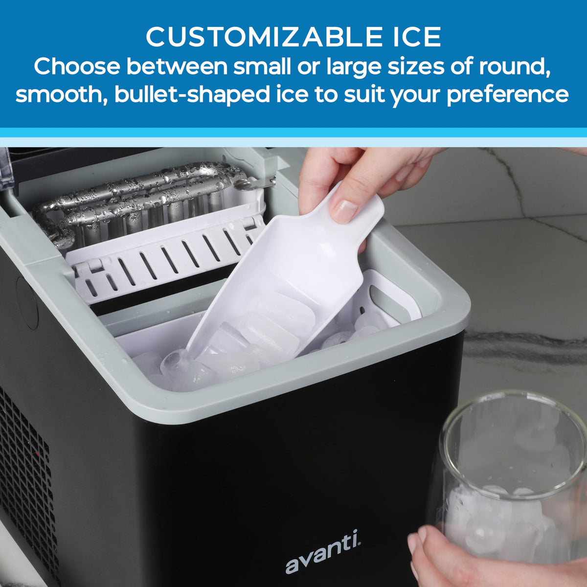 Black Countertop Ice Maker with Scoop H404