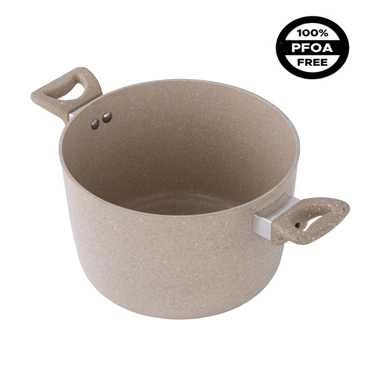13-Piece Beige Marble Coated Non-Stick Cookware Set with Glass Lids U4201