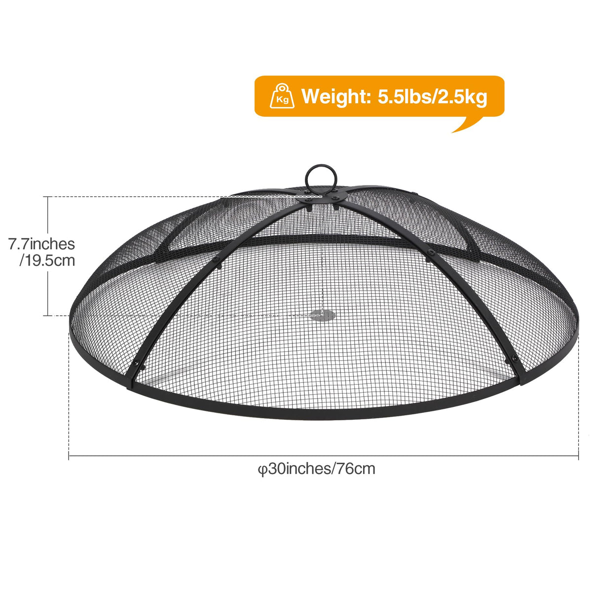 30 Inch Round Metal Fire Pit Spark Screen with Handle & Poker J291