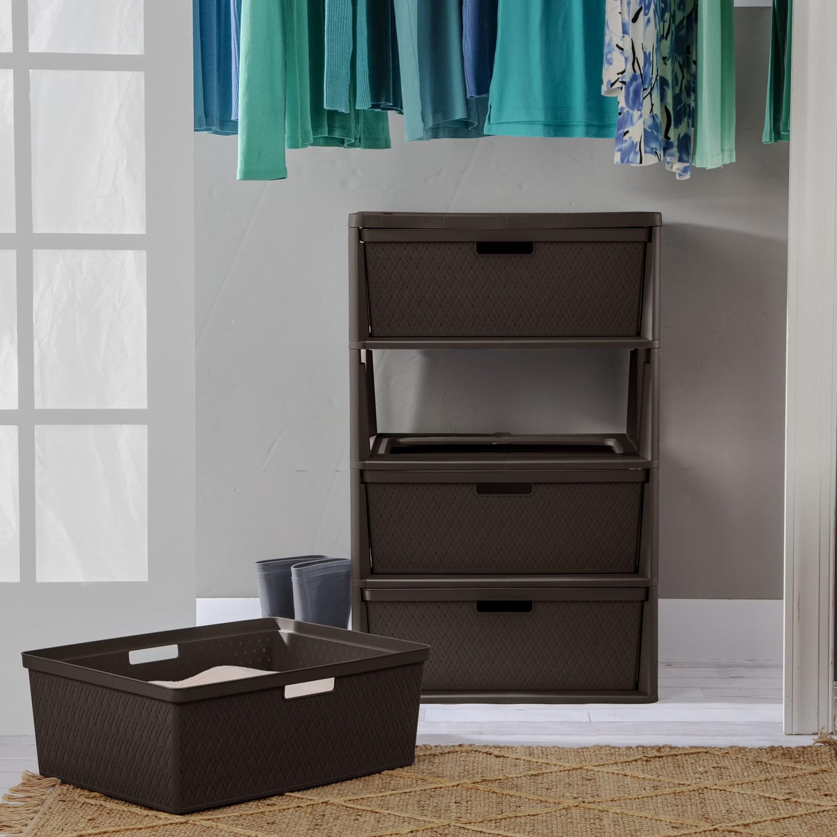 Brown 4 Drawer Plastic Storage Organizer X62477