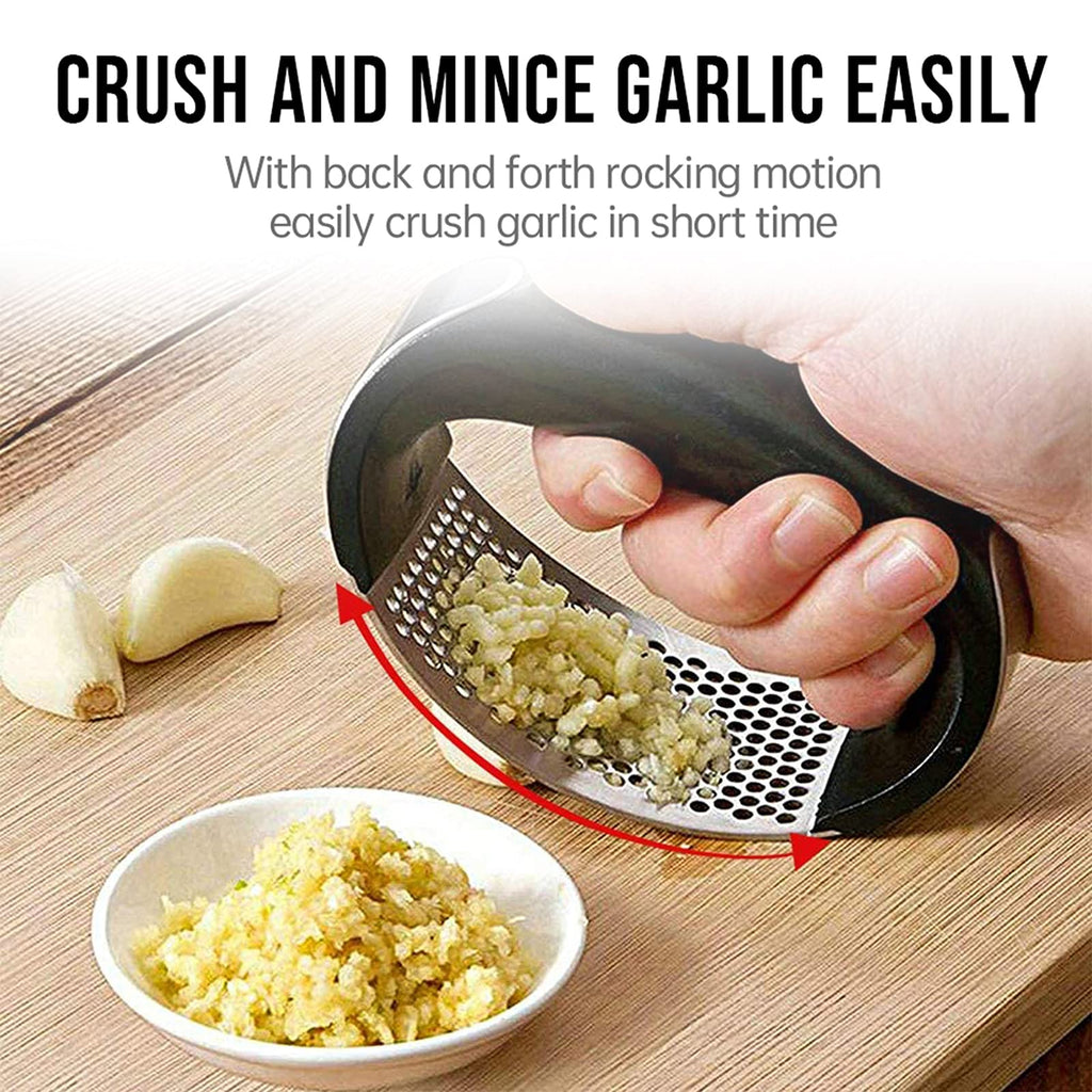 Stainless Steel Garlic Press Rocker with Silicone Peeler N39434