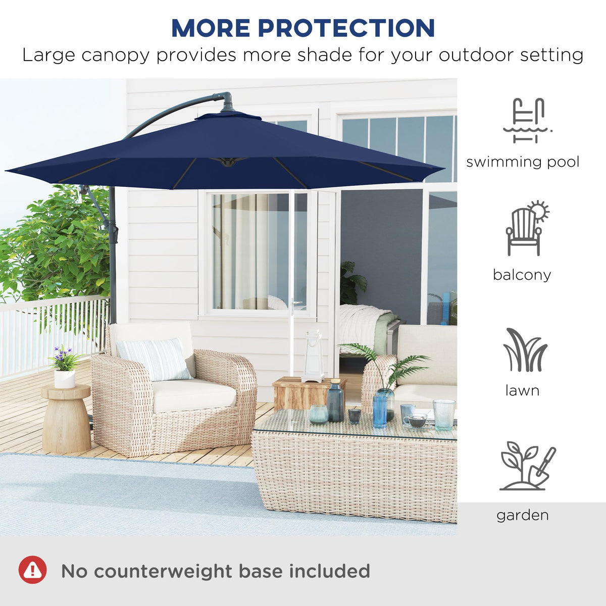 10' Cantilever Tilt Offset Patio Umbrella L4999