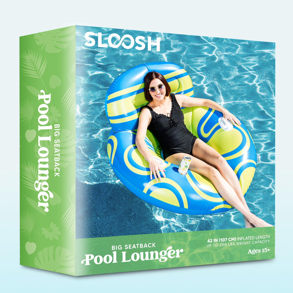 Blue Yellow Inflatable Pool Float Lounger P15557