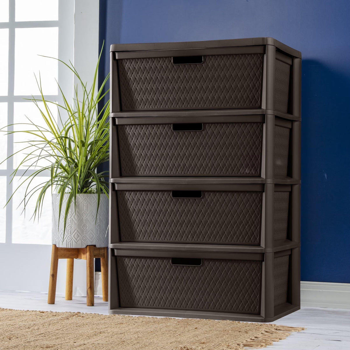 Brown 4 Drawer Plastic Storage Organizer X62477