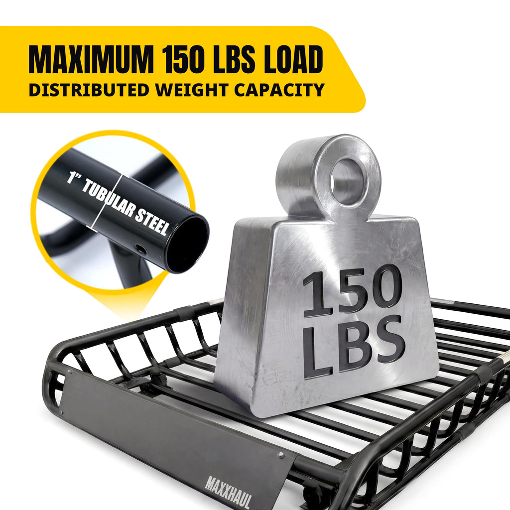 Steel Roof Rack Cargo Basket, 46" x 36" x 4.5", 150 lb Capacity R850
