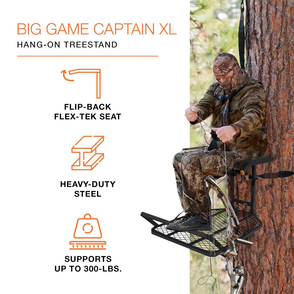 Steel Hang-On Treestand with Flip-Back Seat and Climbing Sticks H8101