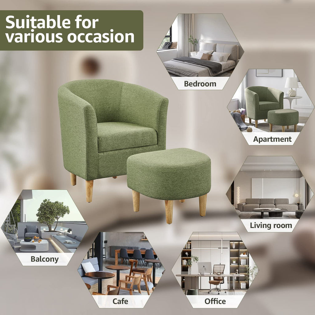 Green Accent Chair with Ottoman L8787