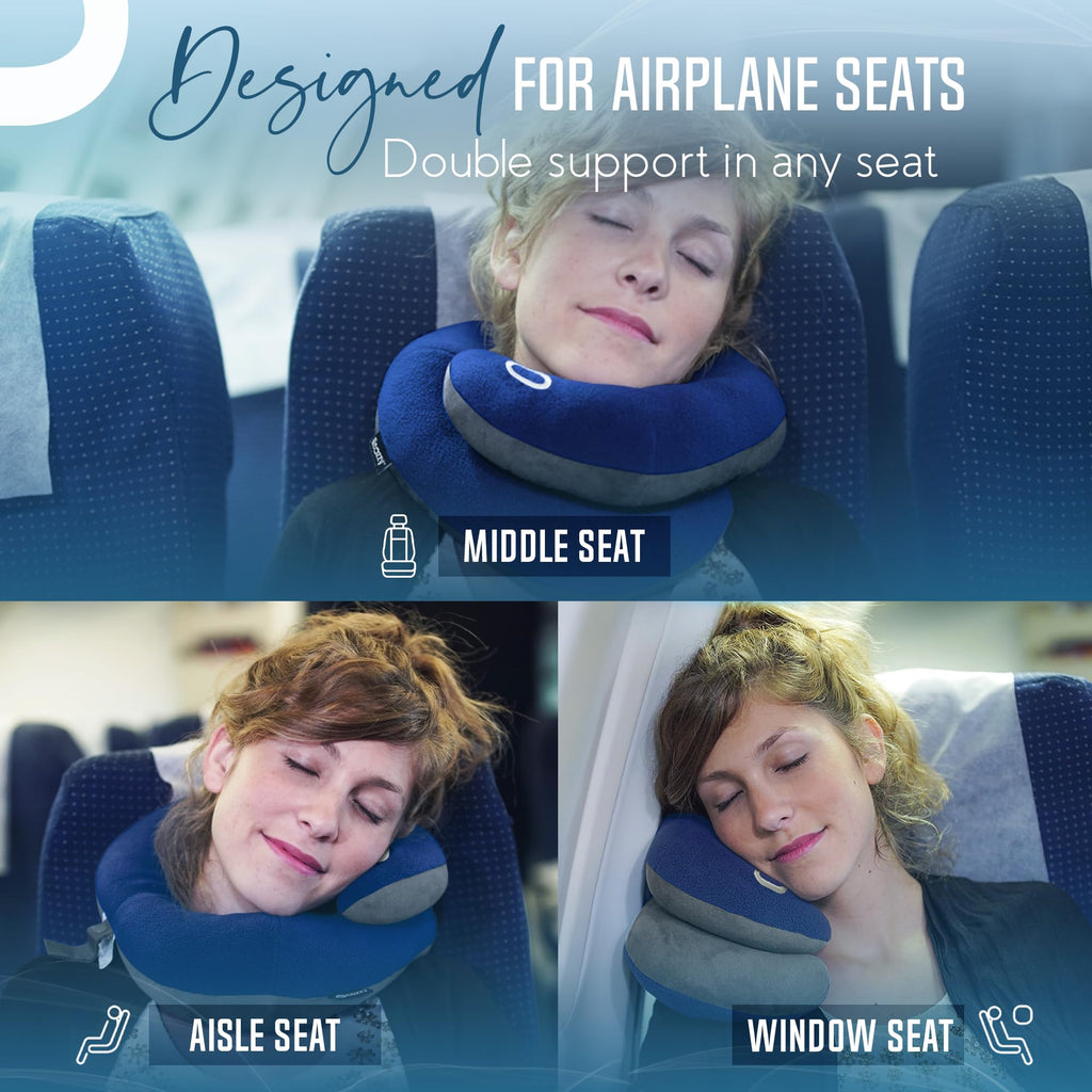 Soft Adjustable Travel Neck Pillow with Carry Bag I184376