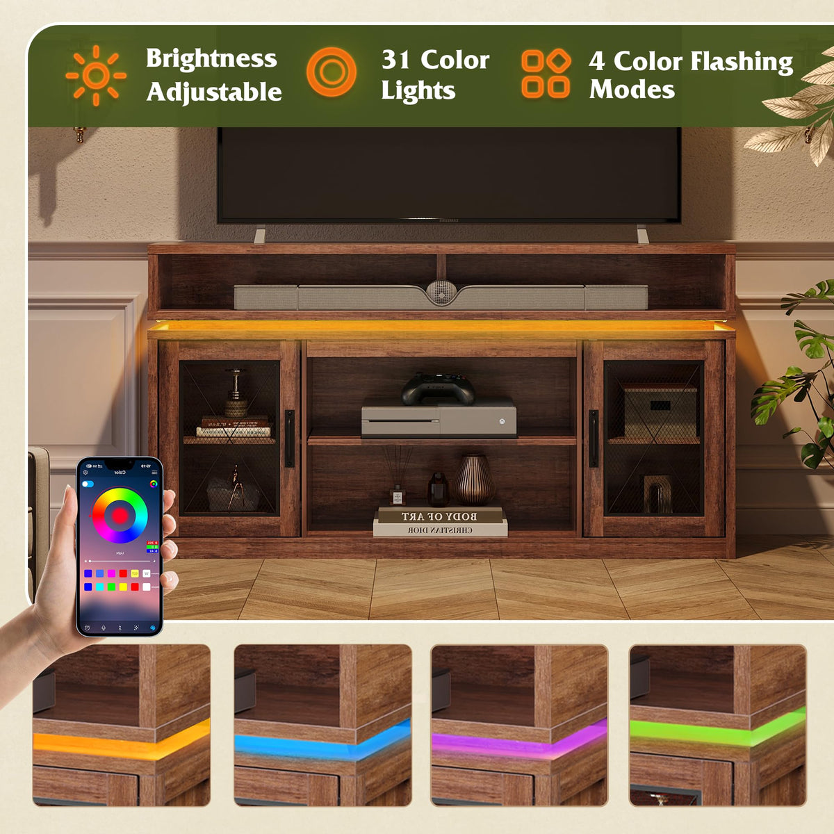Brown TV Stand with LED R5663