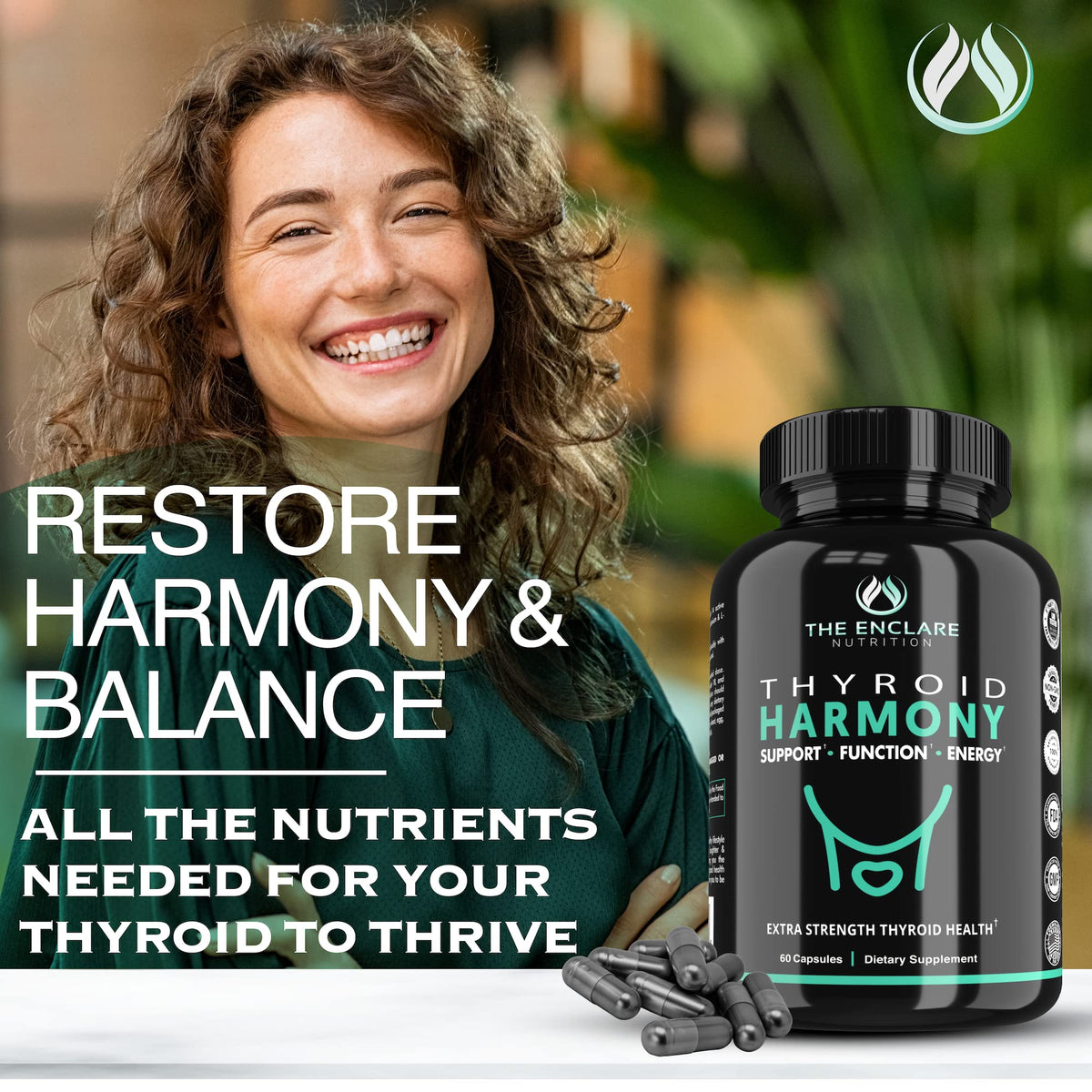Thyroid Support Supplement with Iodine, Ashwagandha, Zinc, Selenium, Vitamin B12, Kelp, Magnesium, L Tyrosine M6486