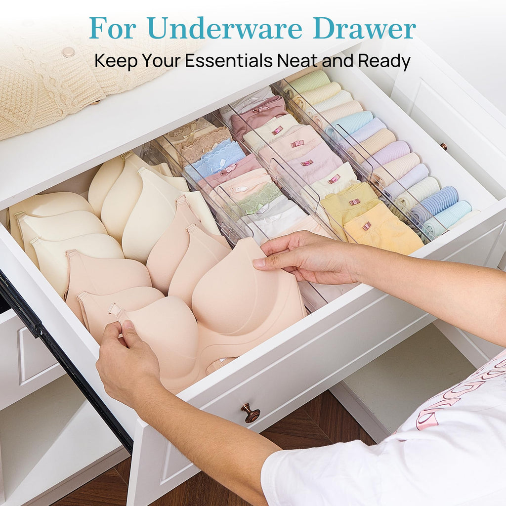 12 Pack Adjustable Clear Plastic Drawer Dividers X551362