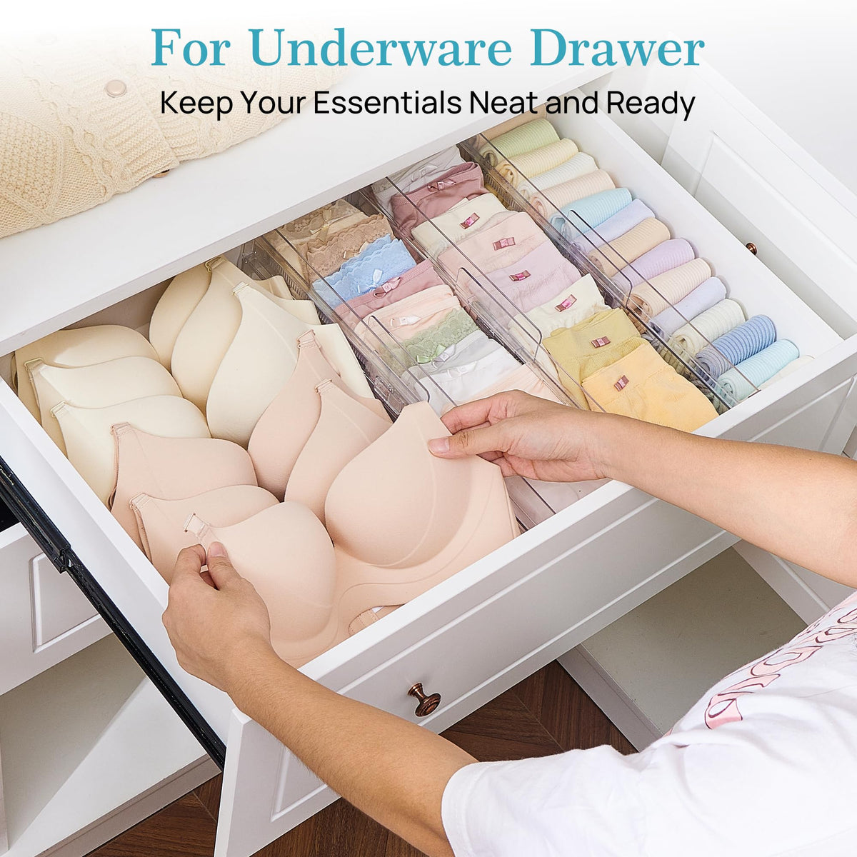 12 Pack Adjustable Clear Plastic Drawer Dividers X551362