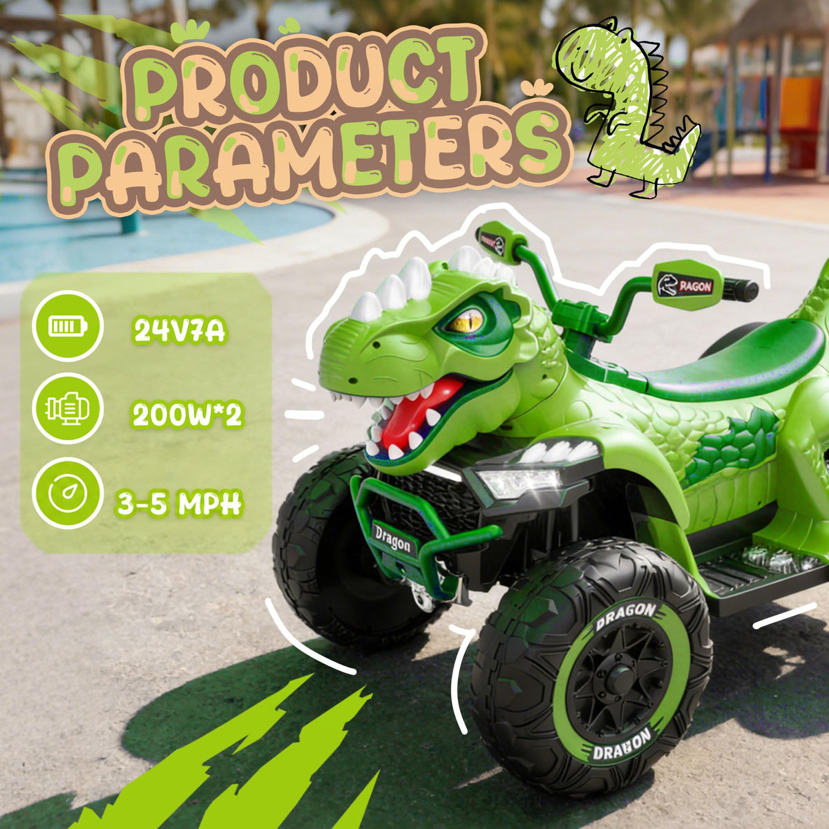 24V 2-Seater Ride on ATV with Parental Control B832